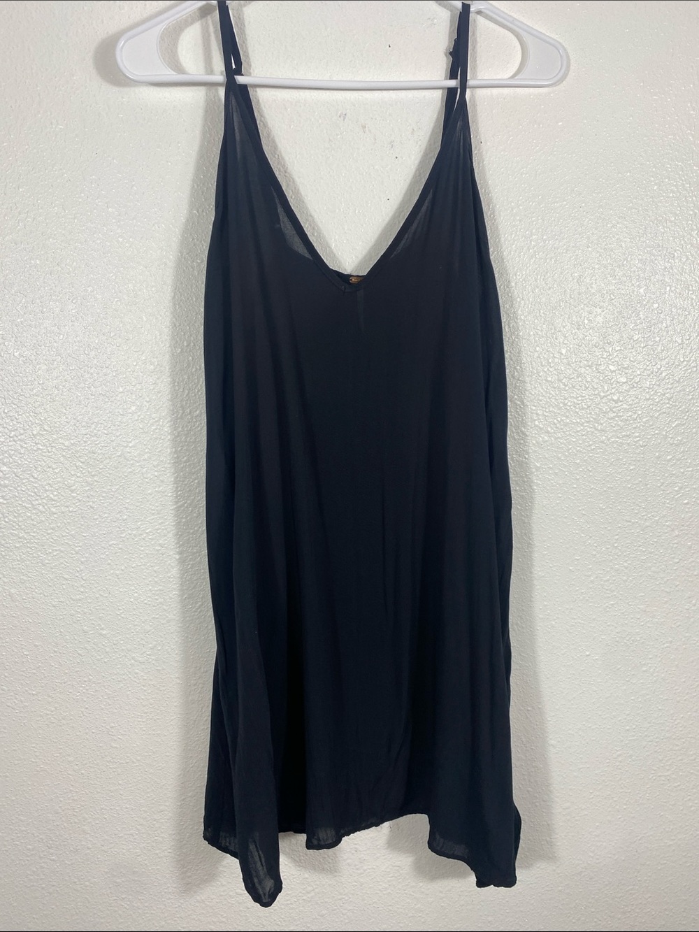 Free People black spaghetti-strap tunic top, size M 100% Viscose